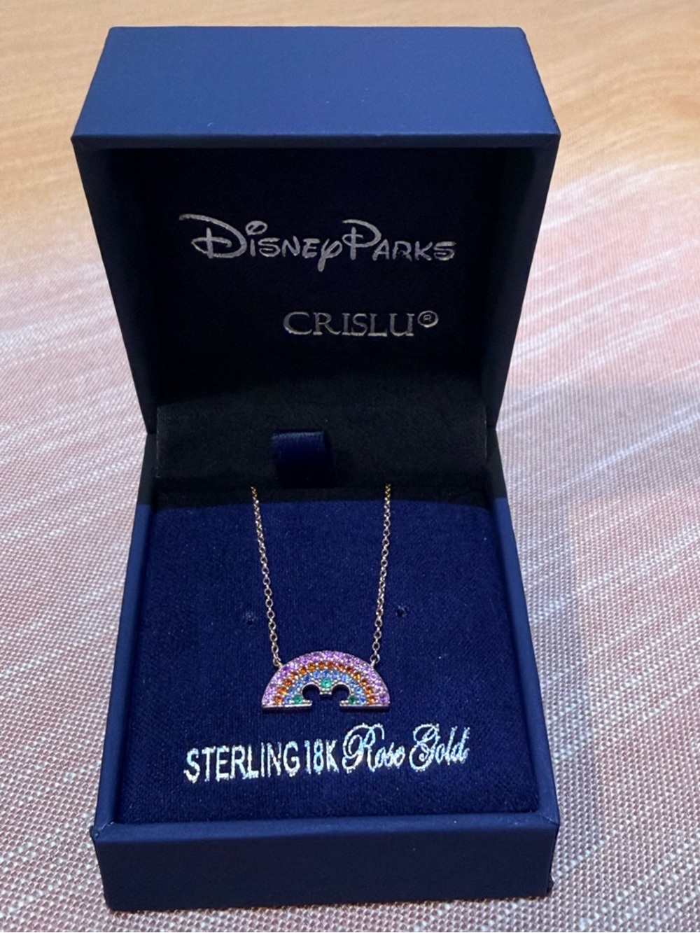 Disney Parks CRISLU Necklace Rainbow Mickey Mouse Rose Gold Disney Pride 🌈 - Picture 2 of 8